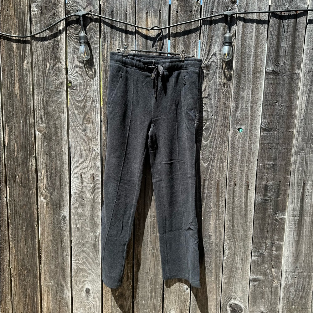 Bogner Black Relaxed Fit Wide Leg High Rise Fleece Sweatpants Drawstring Waist 6
